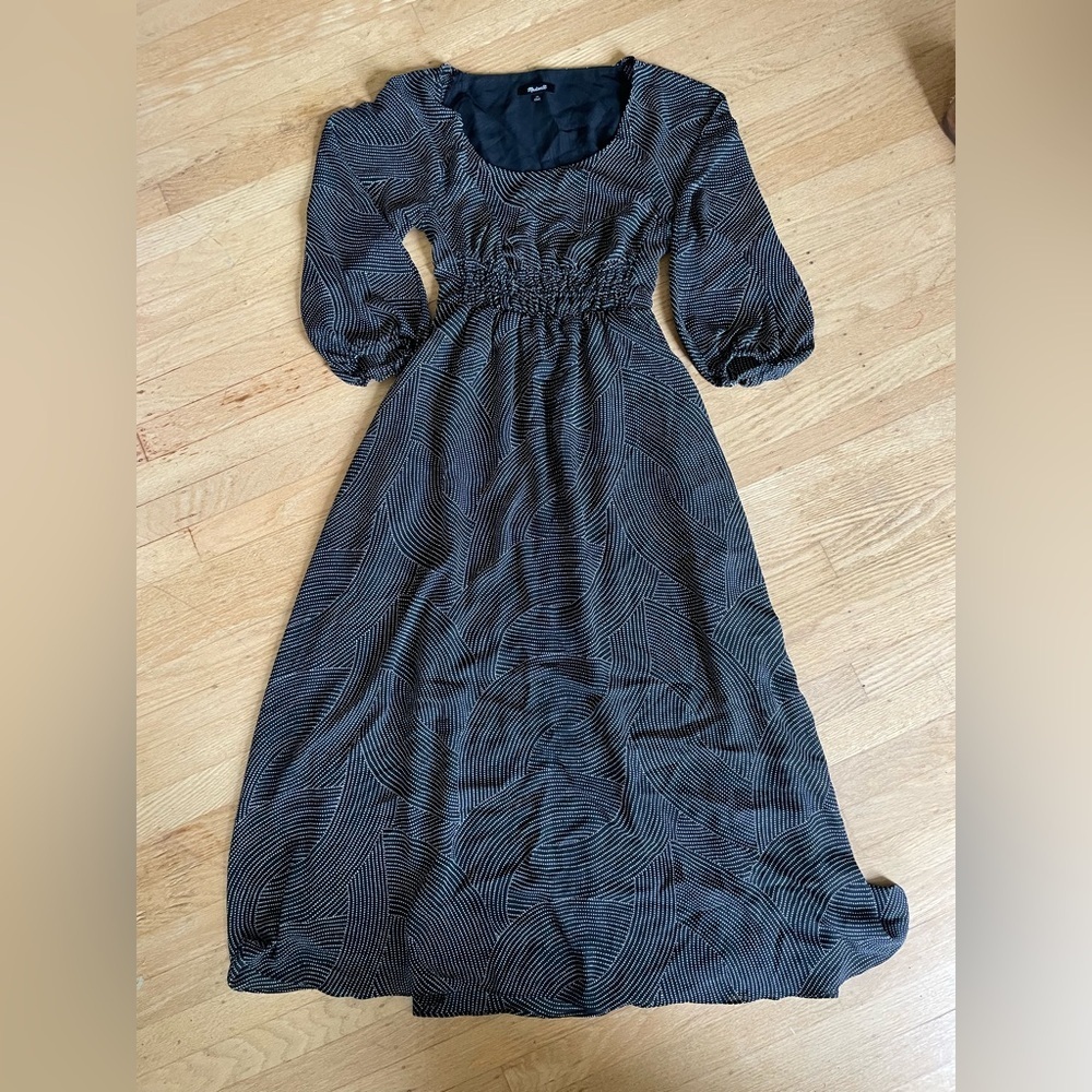 Madewell Black and White Long Sleeve Dress